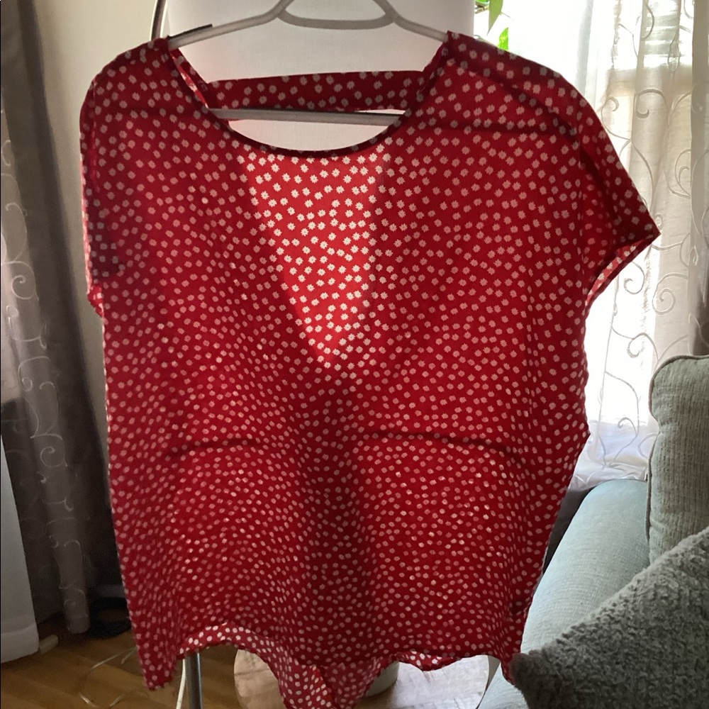 Red and white top by Shein